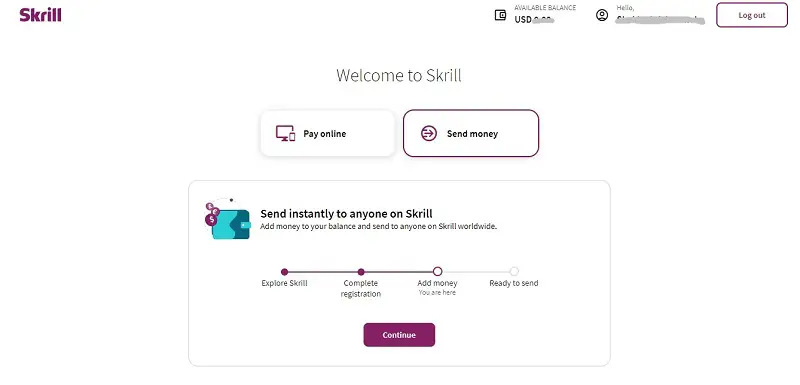 Skrill Interface