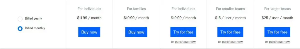 Pricing Plans Monthly Dropbox