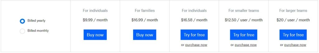 Pricing Plans Yearly Dropbox
