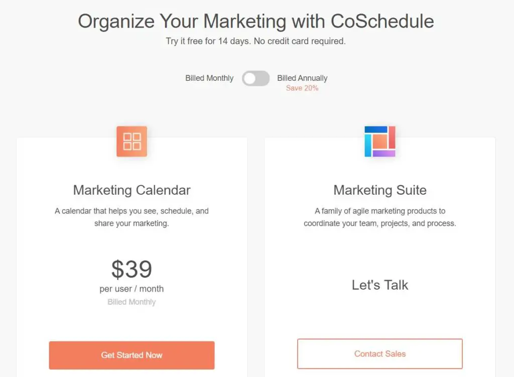 CoSchedule Pricing Plan Yearly