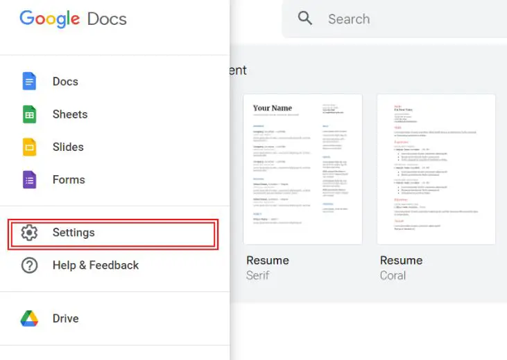 google-docs-settings